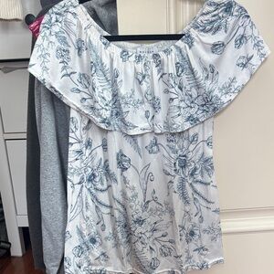 Majora White Floral Off-Shoulder Ruffle Blouse